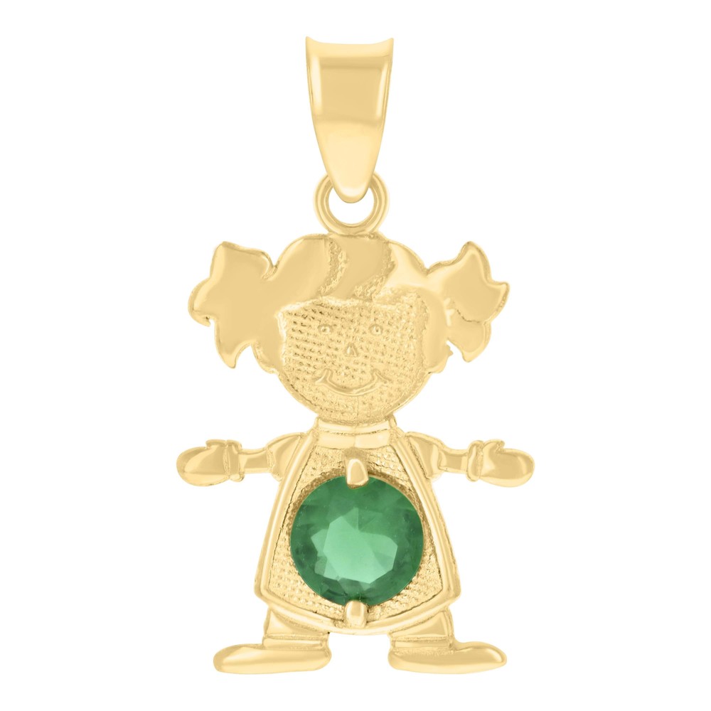 10kt 10k Yellow Gold Women Green CZ Girl Birthstone Baby Charm Pendant